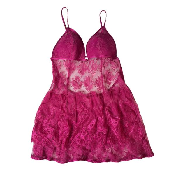 Victoria’s Secret Very Sexy Y2K Pink Lace Chemise Mini Slip Dress Women’s Medium - Picture 1 of 11